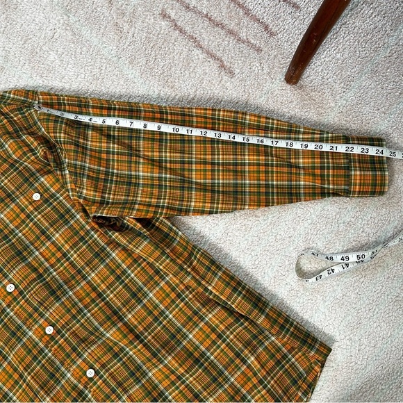 Orvis Orange Green Plaid Button Down Top Size XL Fall Autumn Office Outdoor - Picture 8 of 11
